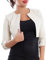 Toocool Giacca Donna Corta Ecopelle Bolero Senza Chiusura Arricciato VB-10381 [L,Bianco]