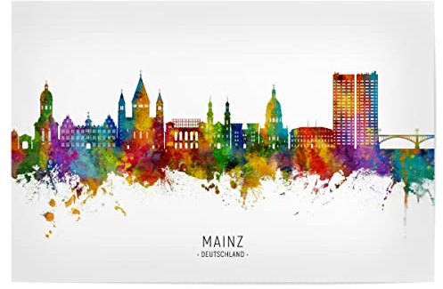 artboxONE Poster 60x40 cm Städte Mainz Germany Skyline txt - Bild mainz cityscape deutschland