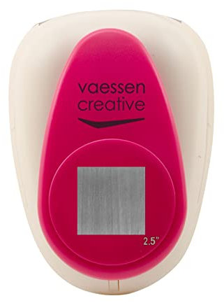 Vaessen Creative Motivstanzer Quadrat - 4.4 x 4.4 cm - Stanzer für Bastelpapier, Tonpapier, Scrapbookpapier oder Decoupagepapier, Weiß/Rosa