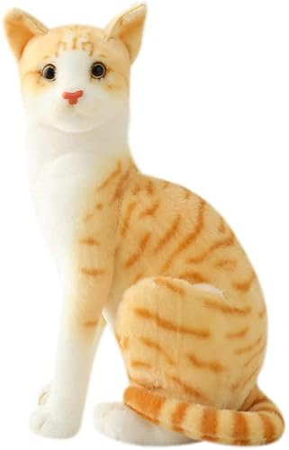 elemhome Plüschtier, Stofftiere, Katze, getigert, Stofftier, Plüsch, realistisch, lebensecht, kleine Katzen, niedliches Plüschspielzeug für Kinder, Haustier, Orange Cat 35 Cm
