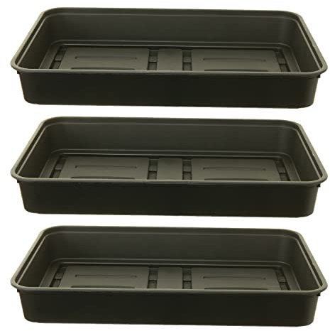 ACCURATE Set of 3 Black Plastic Garden Greenhouse Gravel Tray perfect to hold gravel as a moisture base for flower pots (MEDIUM)