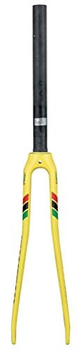 HSQMA Road Bike Carbon Fork 700C Rigid Fork Rim Brake 1-1/8'' Straight Bicycle Front Fork QR 9mm (Color : 700c Yellow)
