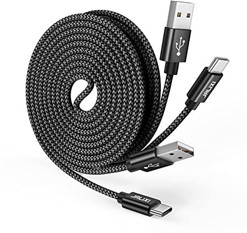 JALIXI Câble USB C 3M Lot de 2, Cordon USB vers USBC Long Charge Rapide Nylon Tressé pour Samsung Galaxy Tab A9 A8 A7 S25 S24 S23 A16, Manette PS5, Noir