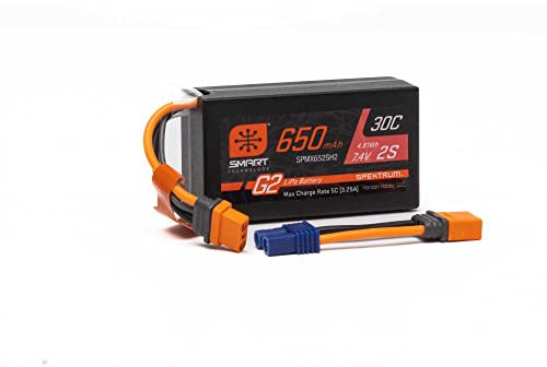 Spektrum 7.4V 650mAh 2S Smart G2 Hard Case 30C LiPo: IC2