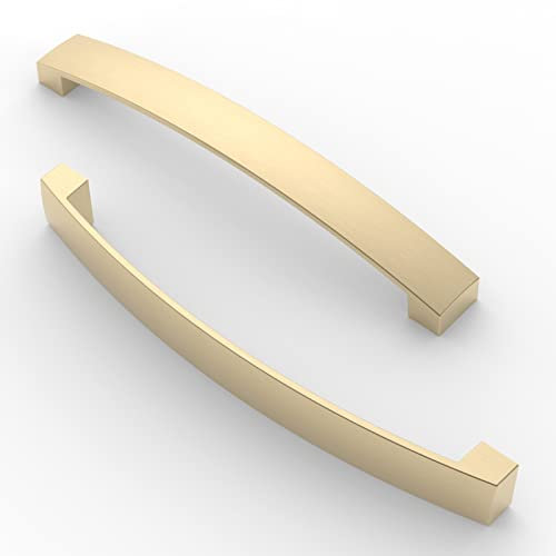 FURNIWARE 5 Pack Cabinet Handles, Hardware Drawer Pulls, Aluminum Kitchen Cabinet Door Handles Pull, Brass-160mm(6.3 Inch) Hole Center