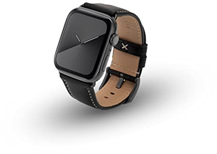 JT Berlin Charlie Armband für Apple Watch 49mm / 45mm / 44mm / 42mm Lederarmband [Watch Ultra, Watch SE, Series 8/7 / 6/5 / 4/3 / 2/1, Aluminium Verschluss] schwarz/grau