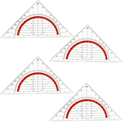 4 Stück Geometrie Dreieck,Flexibles Geodreieck Geodreieck zum Kreise Zeichnen Geometriedreieck Kunststoff Geodreieck für Schule Büro