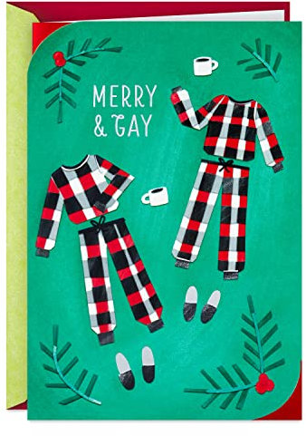 Hallmark LGBTQ Weihnachtskarte für Partner (Kaffee und Pyjamas, Merry & Gay)