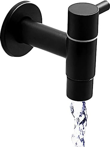 Wall Mounted Sink Tap, Wasserhahn Bad Schwarz, Waschtischarmatur, Mop Pool Wasserhähne, Retro Sink Tap, for Balcony, Bathroom, Garden (Schwarz)