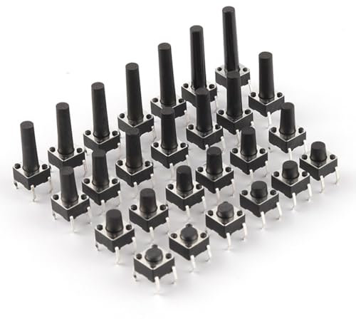 Hailege 200pcs Kit de interruptor de tacto 6 * 6 mm Kit de interruptor táctil Altura de 4.3mm-13mm DIP 4P 6x6x4.3mm Micro Interruptor de llave 10 valores de altura diferentes