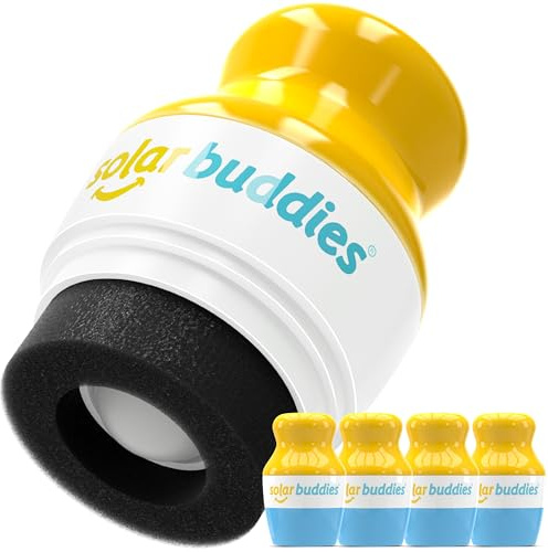 QUAD BLUE Solar Buddies Refillable Roll On Sponge Applicator For Kids, Adults, Families, Travel Size Holds 100ml Travel Friendly for Sunscreen, Suncream and Lotions
