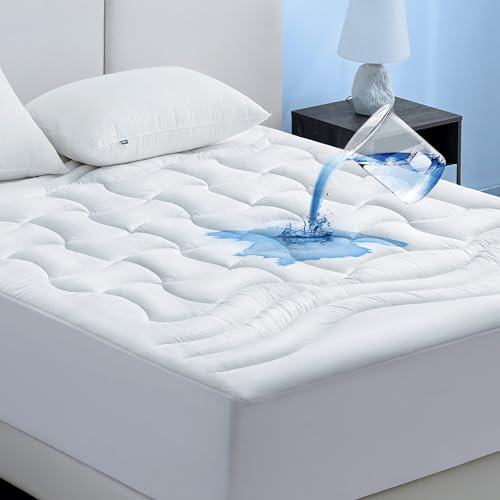 Bedsure Wasserdichter Matratzenschoner 180x200 cm - Matratzenschutz Wasserdicht für Matratzen bis 30 cm Höhe, Atmungsaktive Matratzenauflage mit Gummizug, Nässeschutz Inkontinenzauflage waschbar, Weiß