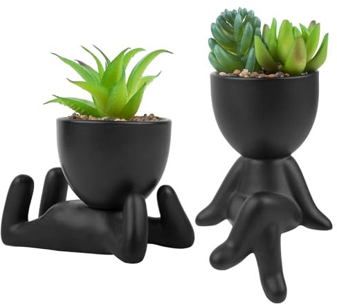 Woltoy Ensemble de 2 Petite Plante Artificielle Interieur, Succulentes Artificielles avec Un Look Unique, Plante Decorative Interieur Mignon pour La Maison, Rebord de Fenêtre, Décoration de Bureau