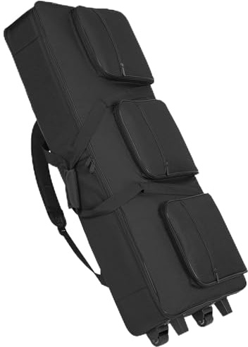 AKOZLIN Rolling 61 Keys Electric Piano Keyboard Gig Bag with Wheels and Adjustable Straps for 61 Note Keyboard and Accessaries