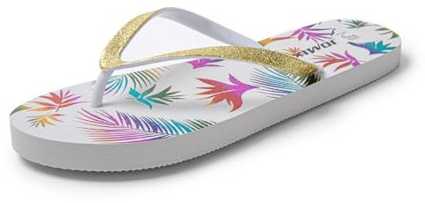 JOMIX Tongs Femme nu-pieds Légères Tongues Femme Sandales Femme en Caoutchouc EVA pour Mer Piscine Maison (Blanc, 39)