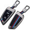 HooRLZ Alliage de Zinc Coque Clé BMW, Compatible pour BMW X1 X2 X3 X4 X5, 1er 2er 3er 4er 5er 6er 7er Clé, Protection Coque De Clé De Voiture en Silicone avec Porte-clés - 4 Boutons, Couleur Mate