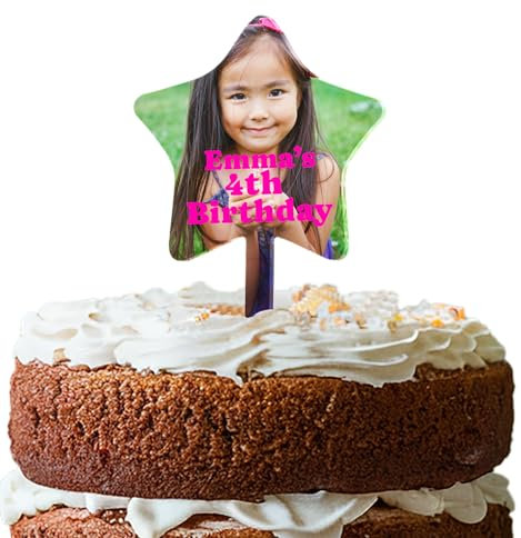 Hippowarehouse Cake Topper Personalised Decoration Custom Photo Birthday Text Image Keep Sake Gift Boys Girls Customized Personalized Any Name