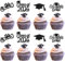 24 Stück 2024 Abschluss Tortendeko Glitzer Class of 2024 Diploma Grad Cap Kuchen Deko 2024 Graduation Cupcake Toppers für Schule 2024 Absolvent Thema Party Kuchen Dekoration Schwarz
