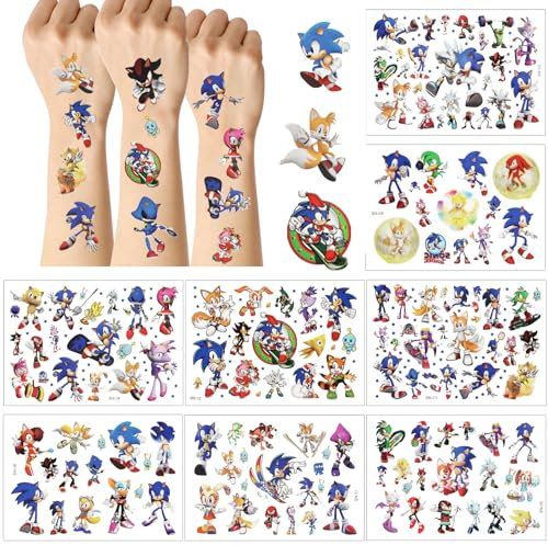 Tattoo für kinder, 8 Blätter Hedgehog Temporäre kindertattoos Aufkleber, 180+ Stile Sticker Set für Mädchen Jungen, Geburtstagsgeschenke Kindergeburtstag Mitgebsel Festival Party Deko