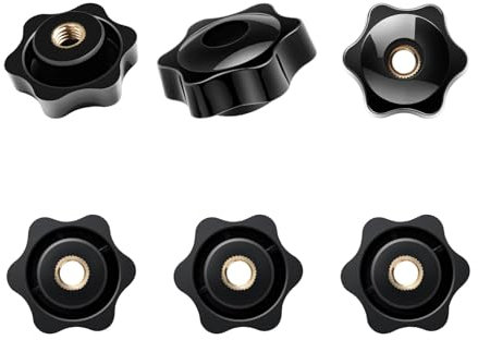6Pcs Bouton de Serrage M8 en Étoile, Ecrou Papillon en Plastique et Cuivre avec Filetage Moleté, Parfaits pour Mécaniques et Mobilier, Diamètre 38mm