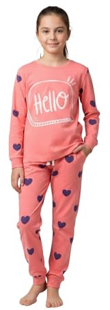 A2Z 4 Kids Girls Pyjamas Traditional PJS Pyjama Set Long Sleeve Top - PJS 181 Hello Baby Pink 3-4