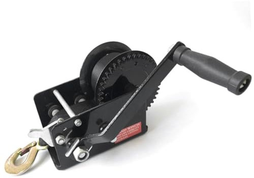 3500 lbs Boat Trailer Winch, Two Speed Boat Winch, 2-Way Hand Winch, with 26ft Polyester Strap & Alloy Steel Hook, Heavy Duty for Jet Ski Marine Truck RV ATV Towing Lifting