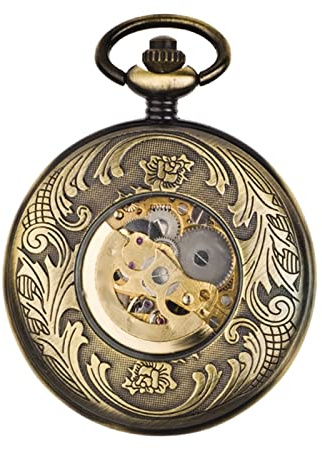 Montre de poche mécanique automatique œil de chat montre de poche rétro à rabat montre de poche photo de 4,8 cm (couleur : D)