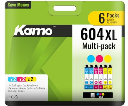 kamo 604 XL Druckerpatronen Kompatibel mit Epson 604 604XL Patronen (6er-Pack), für Expression Home XP-2200 XP-2205 XP-3200 XP-3205 XP-4200 XP-4205, Workforce WF-2910 WF-2930 WF-2950 WF-2935
