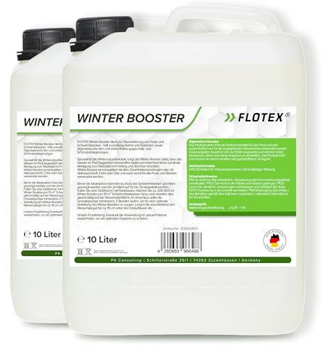 FLOTEX® - Effektiver Winter Booster 2x10L | Pool Wintermittel | Winterschutzmittel für Pools | Wintermittel für Pool | Pool Überwinterungsmittel Algizid | Einfache Winter Poolpflege