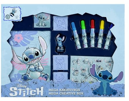 Undercover - Stitch Mega Kreativbox - Kreativität, Basteln, Kinder - Fasermaler, Stickerblatt, Malheft, Stempel, Blau