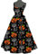 BOTCAM Halloween-Kostüme für Damen 2024, Sling-Kleider mit blutigen Mustern, V-Ausschnitt, Spaghettiträger, fließende Kleider, A-Linie, Swing-Partykleid Damen Abendkleider (Z4-Black, XXL)