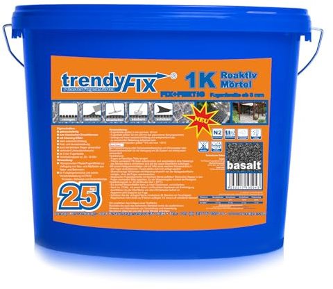 1K Pflasterfugenmörtel trendyFIX für unkrautfreie Fugen - 25 kg (basalt) 1K trendyFIX gebrauchsfertig FIX+FERTIG | Reaktivmörtel