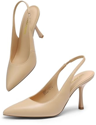 DREAM PAIRS Zapatos de tacón de aguja para mujer, puntiagudos, cerrados, tacones de gatito, vestido de novia, elegante, boda, fiesta sexy, Piel sintética, 36 EU