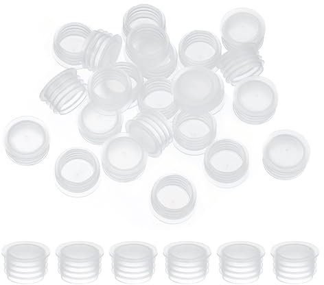 PATIKIL Salt and Pepper Shaker Stoppers 16mm/0.63, 25Pcs Plastic Salt Shaker Plug Replacement Reusable Clear Round End Cap for Pots Bottles Pipes