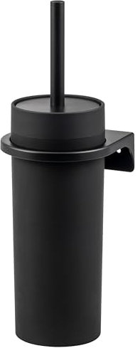 bremermann runde WC-Garnitur Savona mit gummierter Softtouch-Oberfläche inkl. Wandhalterung zum Kleben oder Bohren & 1 Ersatzbürstenkopf - für Badezimmer und Gäste-WC aus Kunststoff (Schwarz)