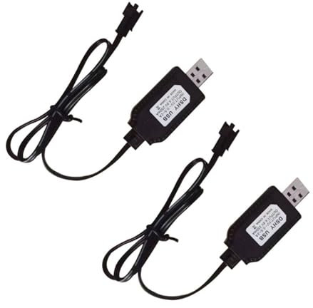 Gissroys 2 cables de carga USB de 4,8 V 250 mA con adaptador de enchufe SM2.0 2P para excavadoras y vehículos antiguos