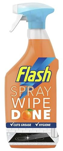 Flash Kitchen Cleaner Spray 800ml – Antibacterial, Tough on Grease, Streak-Free, No Rinse, Kills 99.9% Bacteria, Fresh Scent Orange - 1 Pack