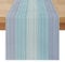 Tischläufer Abwaschbar Outdoor 40 x 240 Tischläufer Modern Leinenoptik Frühling Wohnzimmer Tischsets Grau Blau Streifen Dining Table Cloth Runner für Landhausstil Esstisch Party Hochzeit
