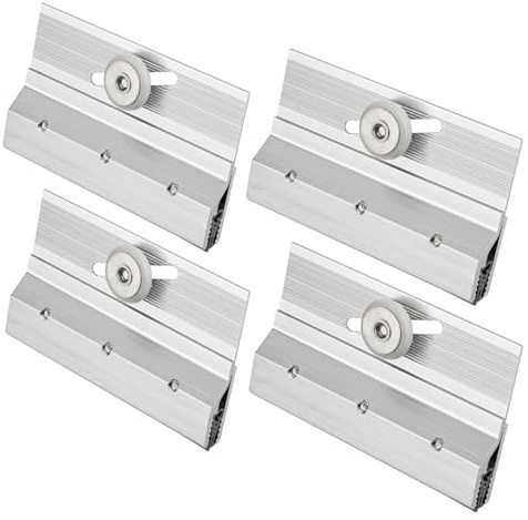 4Pcs M6053 Frameless Shower Door Rollers Top Bracket Roller Assembly for Glass up to 1/4 Thick, 3/4 Round Plastic Wheel Shower Door Replacement Parts, Ball Bearings for Glass Door Top Brackets