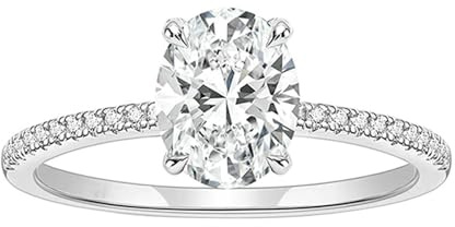Stfery 14 Karat Weißgold Eheringe, Haloring mit Moissanit, Klassiker Bandring Echt Gold Au585 für Damen Gr. 49 (15.6)
