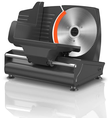 Electric Meat Slicer with Powerful 200W Pure Copper Motor, Adjustable 0–15mm Deli Food Cutter, 7.5 Stainless Steel Blade&Removable Parts, ETL Certified, Precision Kitchen Tool for Bread, Cheese, Meat