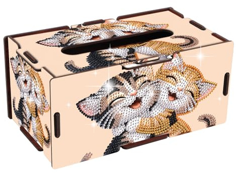 JICFDAO 5D Diamond Painting Taschentücher Box 22.5x12.7x10.5cm Diamant Painting Taschentuchbox DIY Tücherbox Praktische Tissue Box Taschentuchspender Geschenk Room Decor für Zuhause Büro Auto Katzen