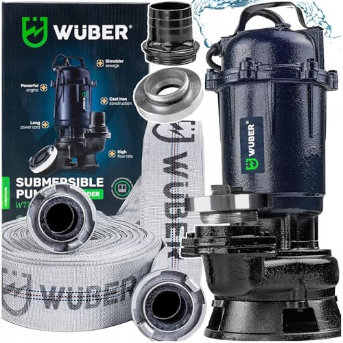 Wuber Vacuum Pump with Water Grinder + Hose 2 Inch 30 m Wuber 2500 W 18000 L/H