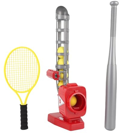 BONKZEBU Auto-Baseball-Tennis-Pitcher, 2-in-1 Tragbares Pitching-Maschinen-Set für, Anfänger, Indoor-Outdoor-Sportspiel (Rot)