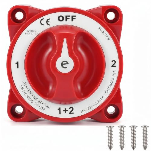 350A 4-Position Dual Battery Isolator Switch 12V/32V Waterproof | Car Battery Isolator Switch, Safe Disconnect Design, Fits Cars, ATVs, UTVs, Marine Boats & All Vehicles