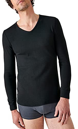 Damart Camiseta con Cuello de Pico, Punto Thermolactyl Interlock, Manga Larga térmica, Negro, XL para Hombre