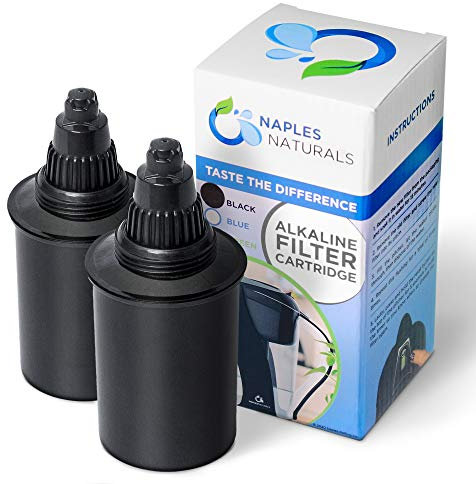 Nápoles Naturals - Jarra de agua alcalina de repuesto para modelos original y Slim Line, negro, negro, 2