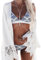 Ocean Plus Damen V-Ausschnitt Geblümt Triangel Bikini-Set mit Bügel Spaghetti Bademode Bandeau Slips mit Tunnelzug (M (EU 34-36), A-Blumen)