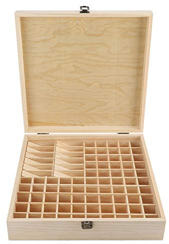 Aufbewahrungsbox für ätherische Öle, aus Holz, 87 Fächer, groß, 35,5 x 35,5 x 9,2 cm