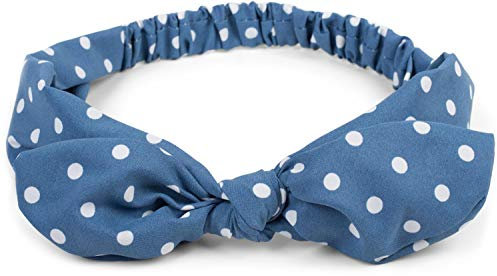 styleBREAKER Damen Haarband mit Punkte Muster, Schleife und Gummizug, Stirnband, Headband, Pinup, Rockabilly, Haarschmuck 04026036, Farbe:Blau